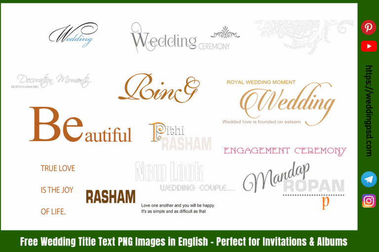 Free Wedding Title Text PNG Images in English – Perfect for Invitations & Albums