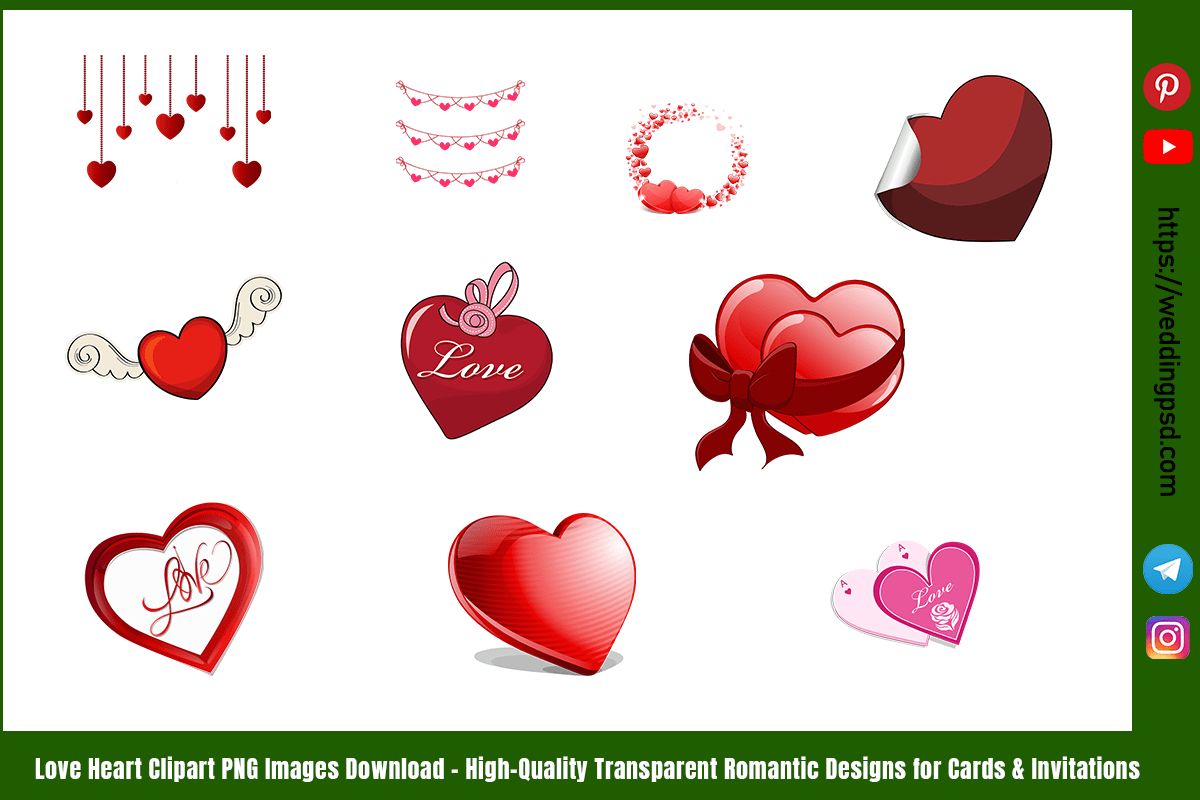 Love Heart Clipart PNG Images Download – High Quality Transparent Romantic Designs for Cards & Invitations