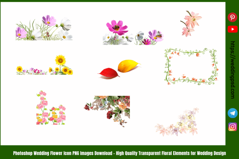 Photoshop Wedding Flower Icon PNG Images Download – High-Quality Transparent Floral Elements for Wedding Design