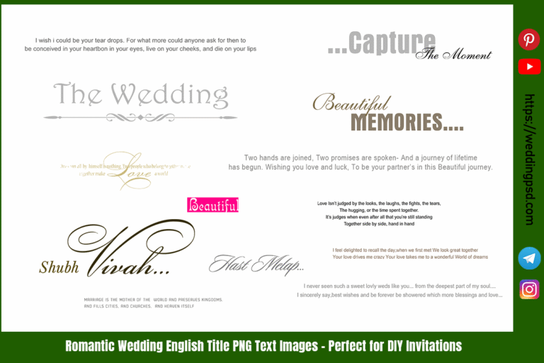Romantic Wedding English Title PNG Text Images – Perfect for DIY Invitations