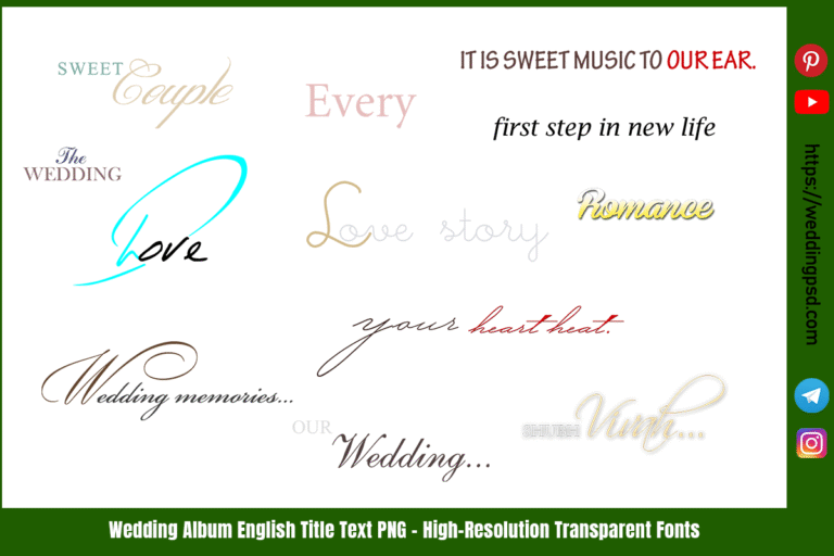 Wedding Album English Title Text PNG – High-Resolution Transparent Fonts