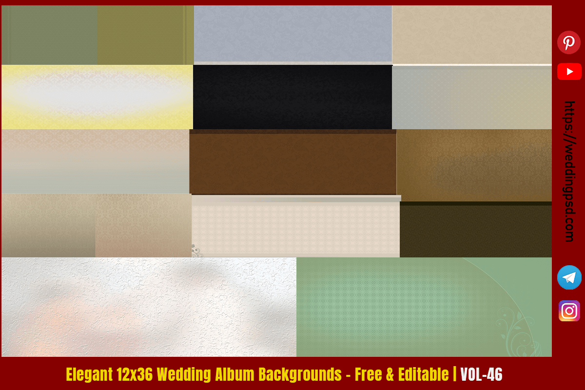 Elegant 12x36 Wedding Album Backgrounds – Free & Editable