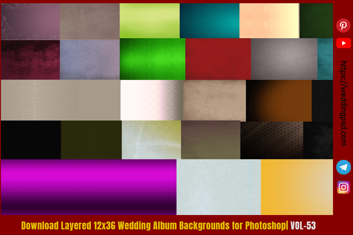 Download Layered 12x36 Wedding Album Backgrounds for Photoshop