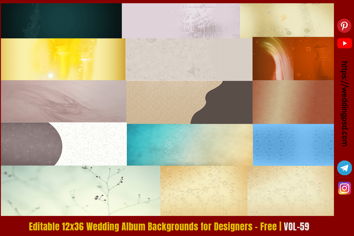 Editable 12x36 Wedding Album Backgrounds for Designers – Free