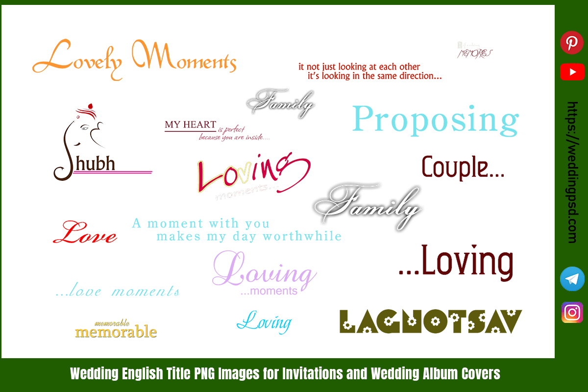 Wedding English Title PNG Images for Invitations and Wedding Album Covers
