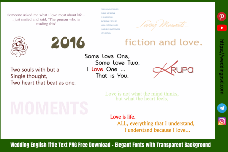 Wedding English Title Text PNG Free Download – Elegant Fonts with Transparent Background