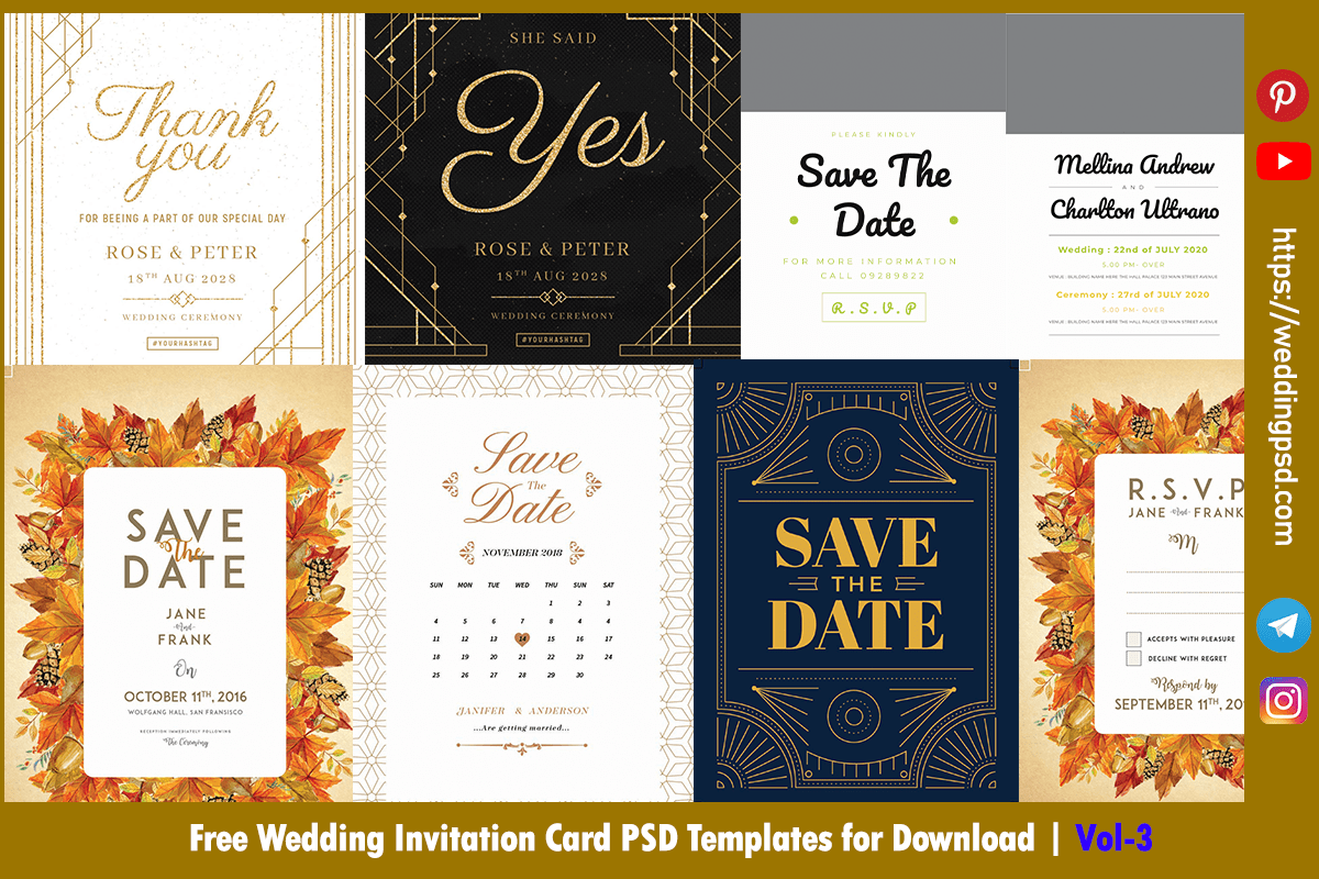 Free Wedding Invitation Card PSD Templates for Download