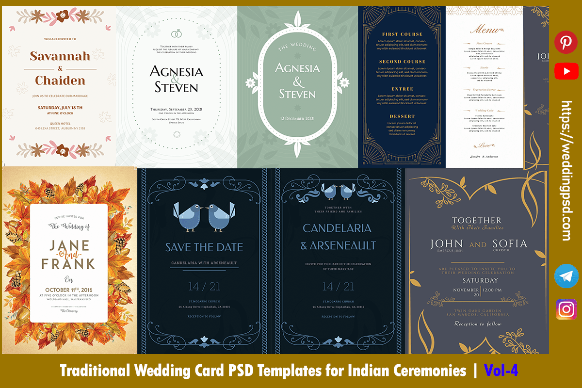 Traditional Wedding Card PSD Templates for Indian Ceremonies