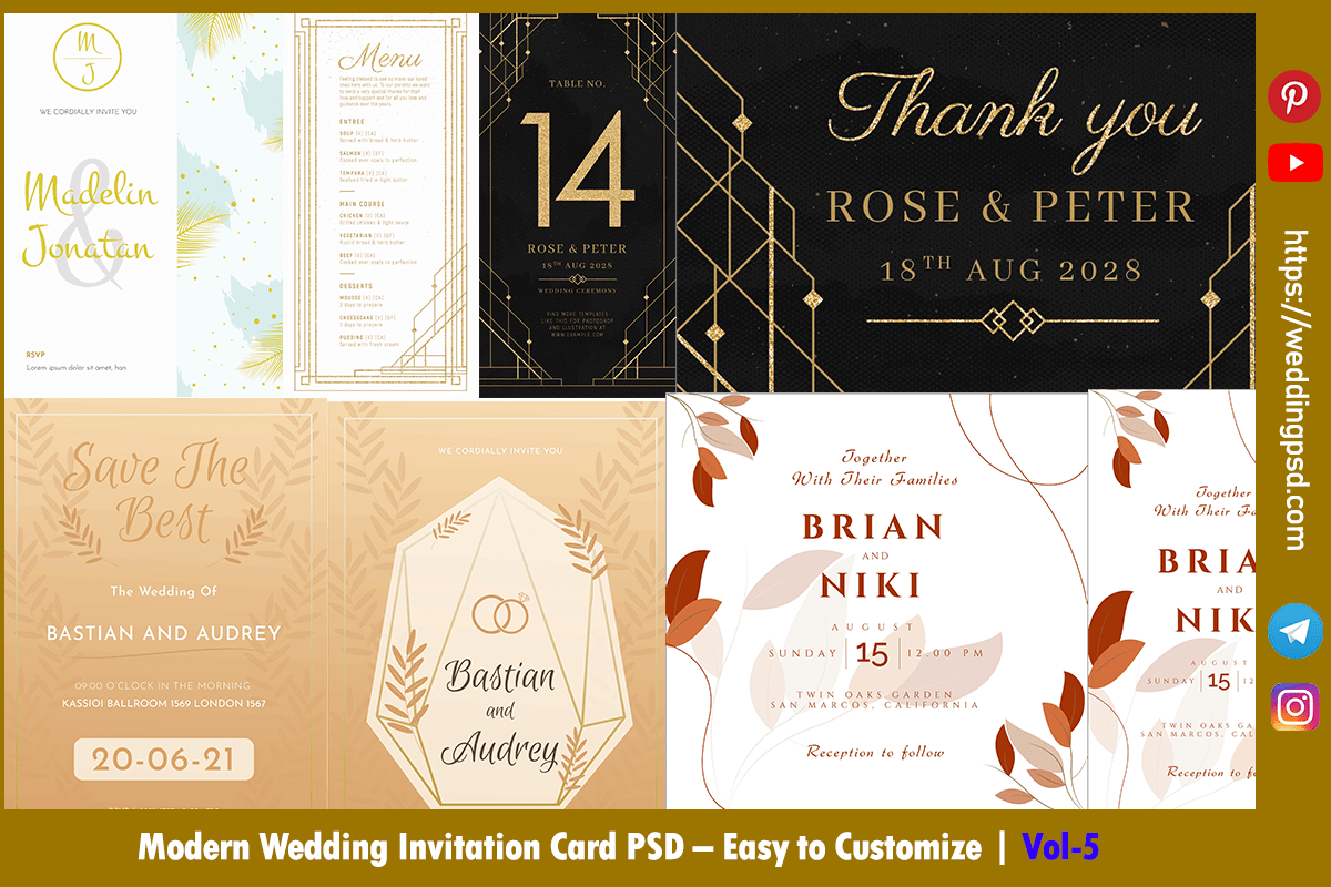 Modern Wedding Invitation Card PSD – Easy to Customize