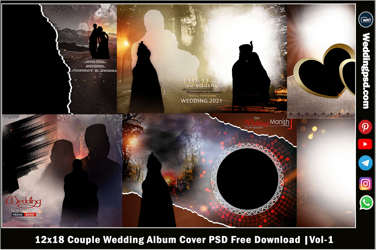12x18 Couple Wedding Album Cover PSD Free Download