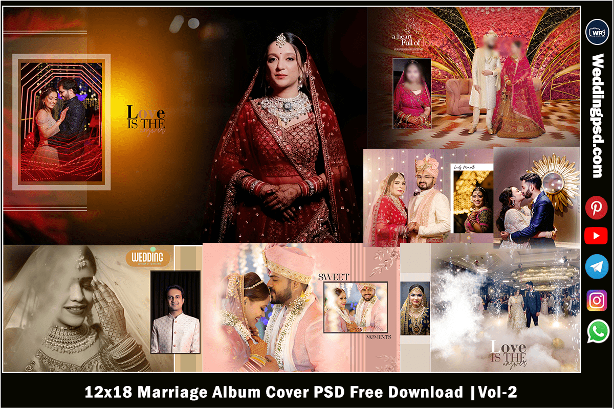 12x18 Marriage Album Cover PSD Free Download