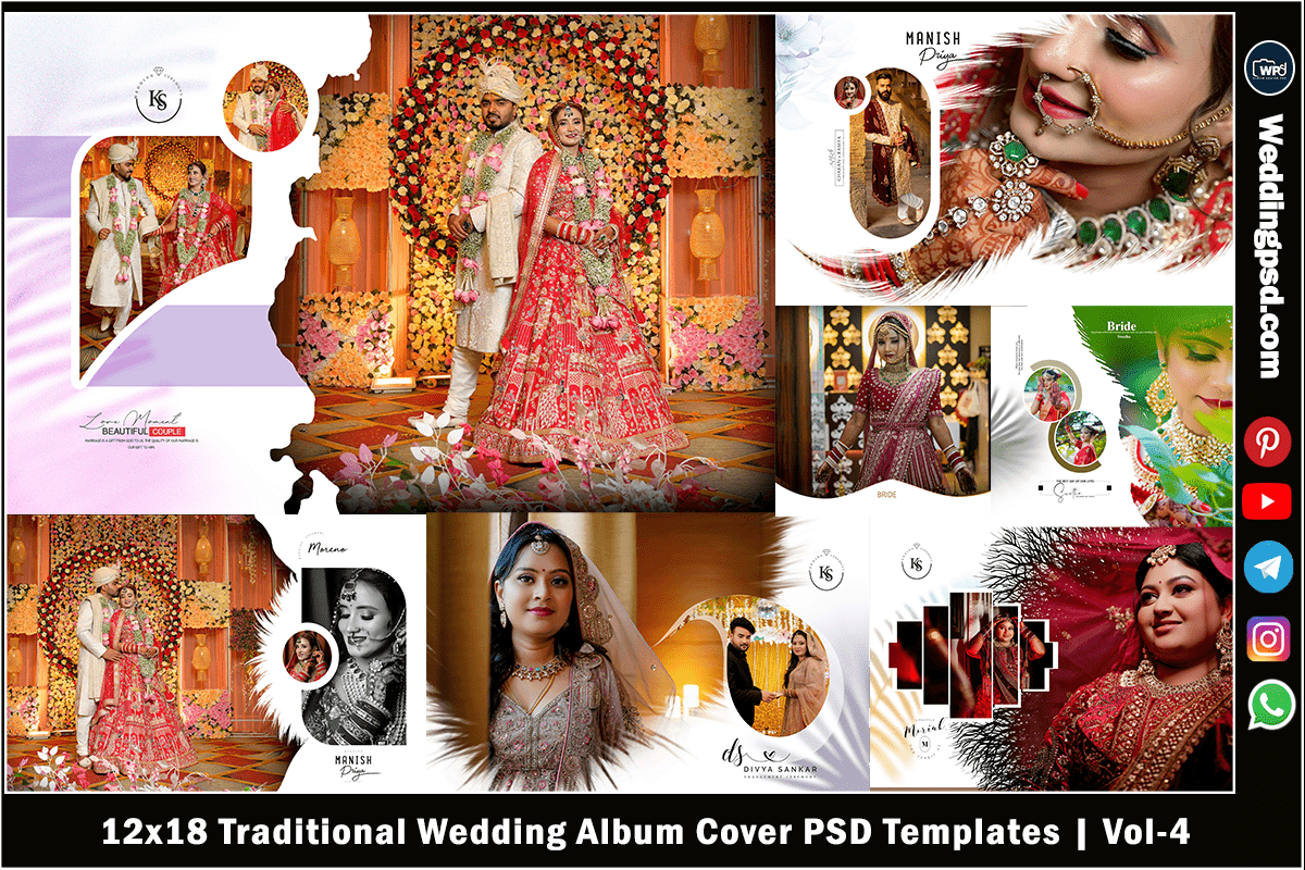 12x18 Traditional Wedding Album Cover PSD Templates
