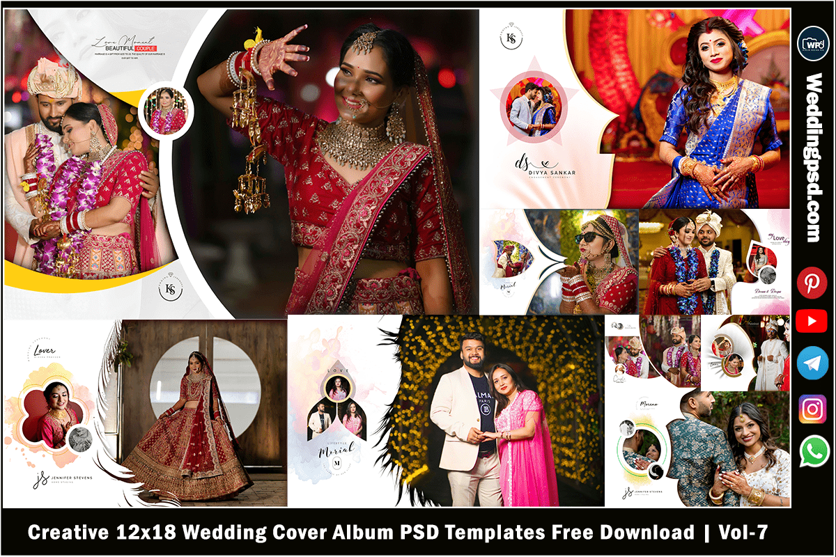 Creative 12x18 Wedding Cover Album PSD Templates Free Download