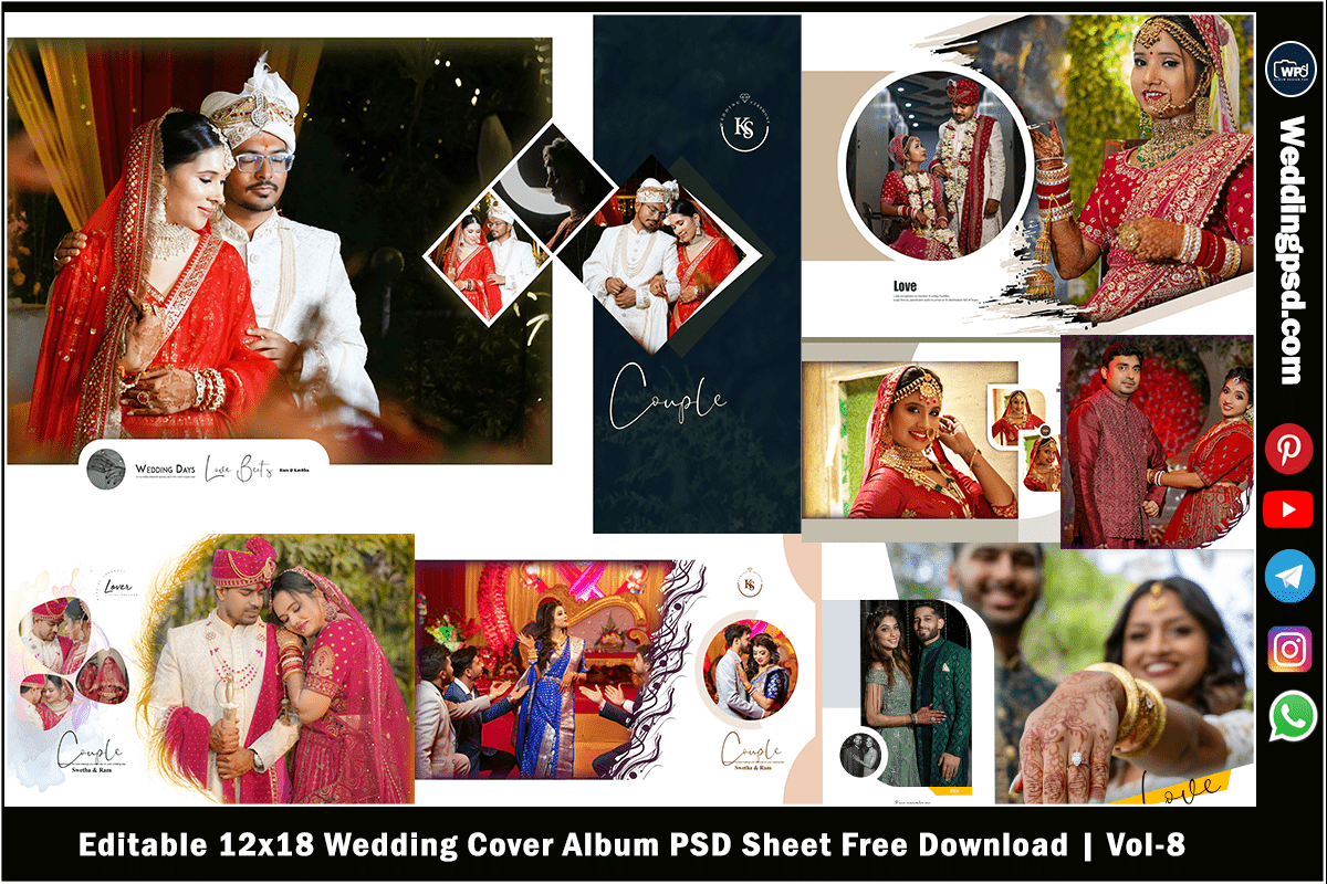 Editable 12x18 Wedding Cover Album PSD Sheet Free Download