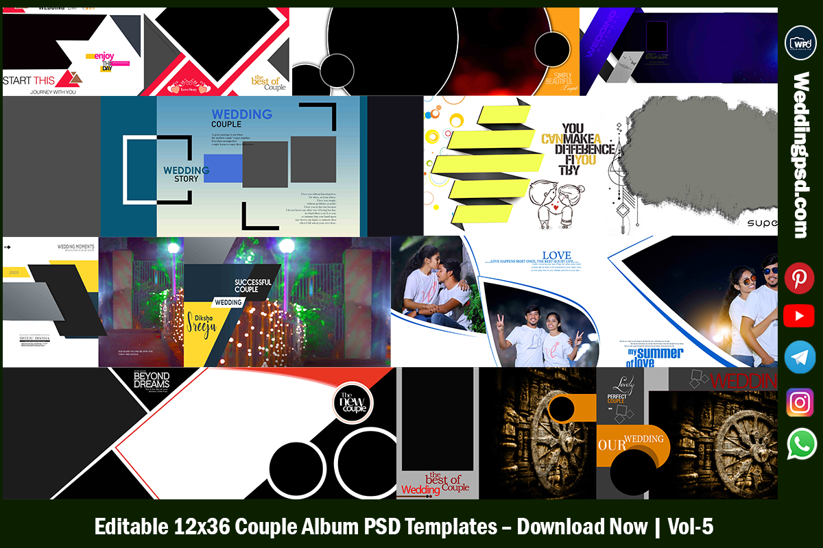 Editable 12x36 Couple Album PSD Templates – Download Now