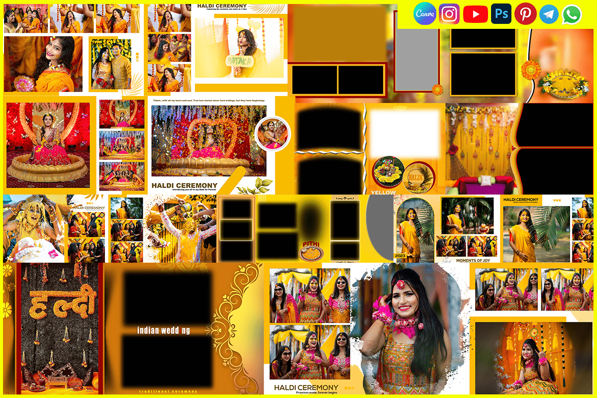 12x36 Haldi Ceremony Album Design PSD Templates Free Download