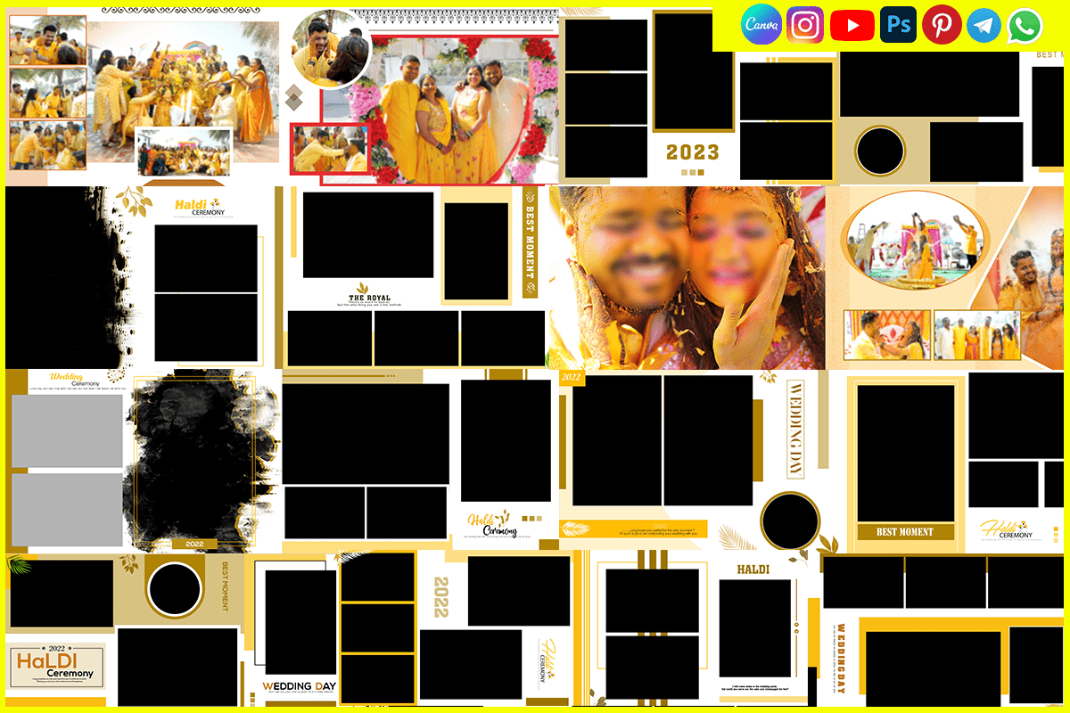 Haldi Wedding Album PSD Templates 12x36 Free Download