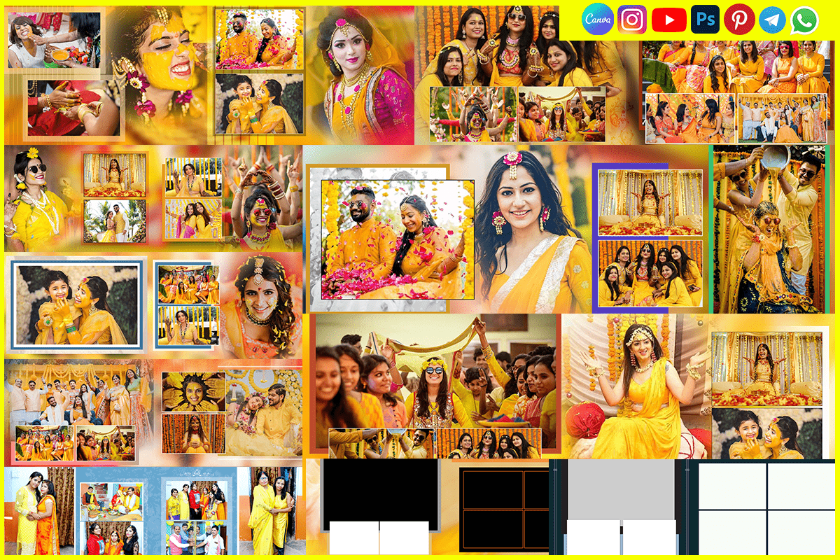 Modern Haldi Album PSD 12x36 Design for Wedding Albums