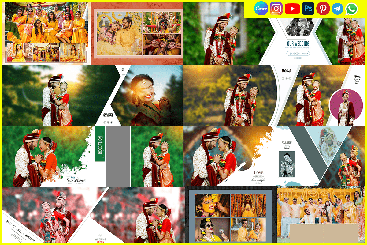 Indian Wedding Haldi Album PSD Templates Collection