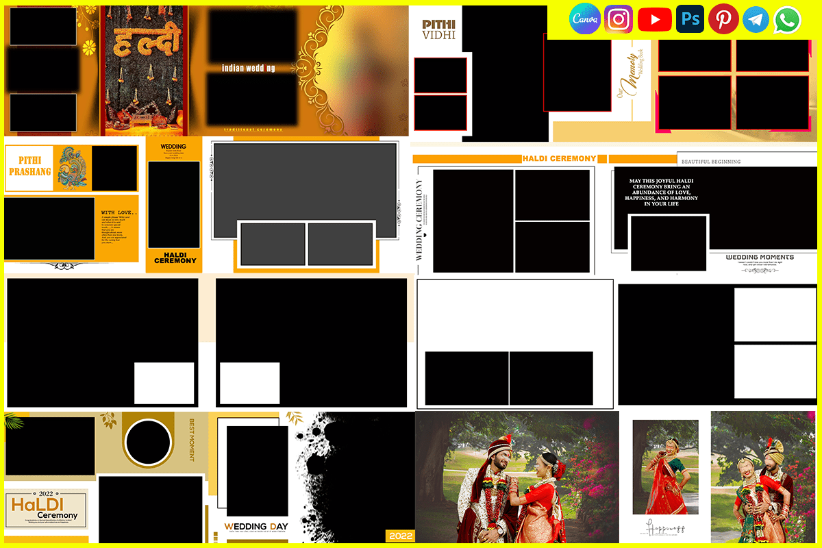 Latest Haldi Function Wedding Album Designs PSD 12x36