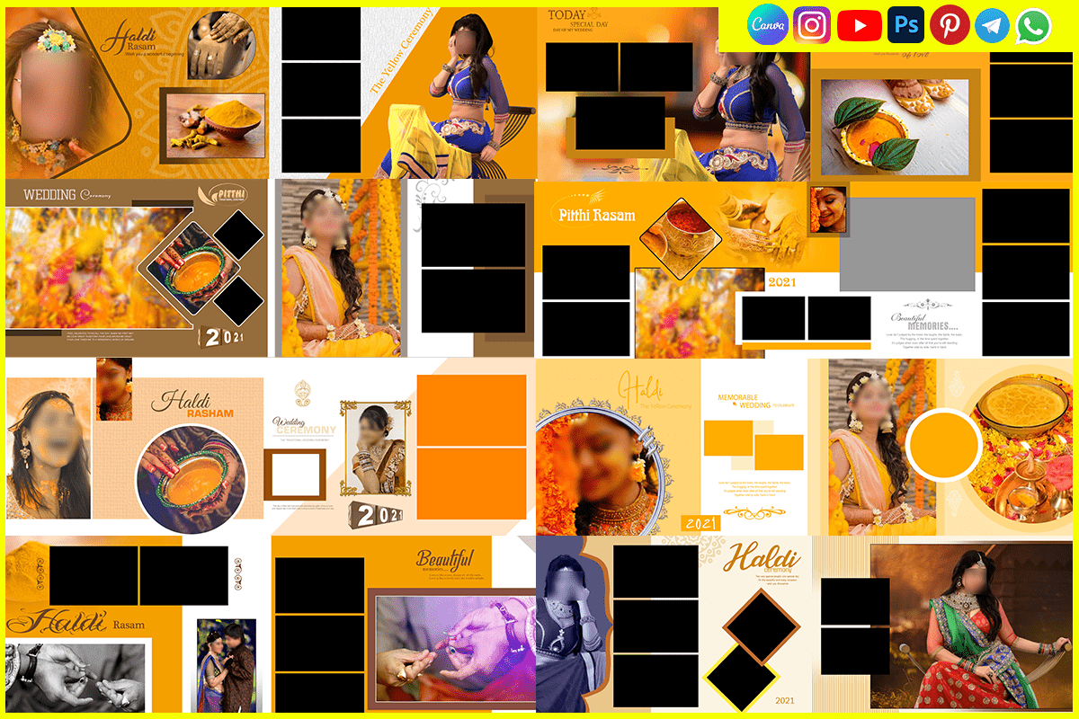 Best Haldi Ceremony PSD Album Templates for Wedding Photographers