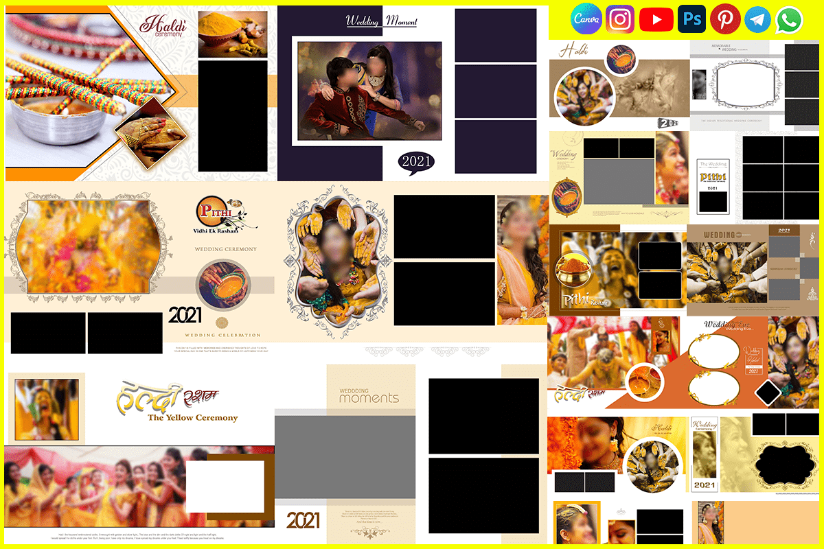 Wedding Haldi Pithi Rasam 12x36 Album PSD Templates Free Download