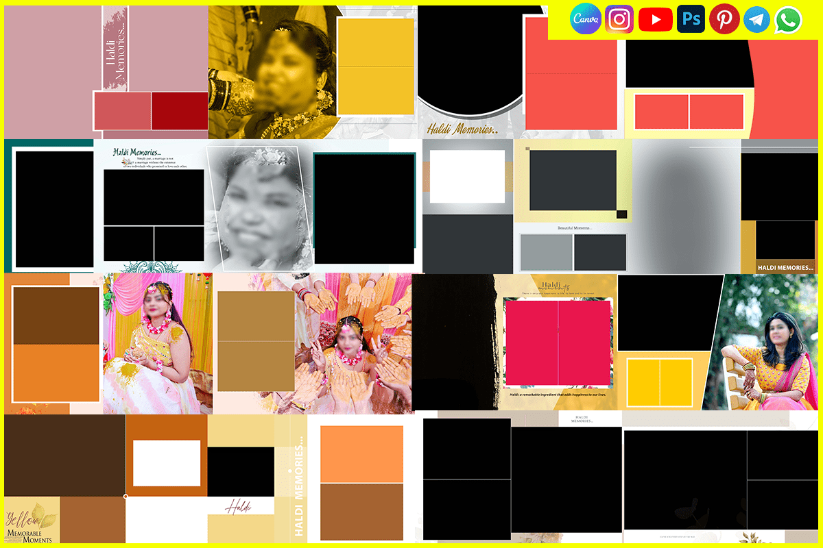 Simple & Elegant Haldi Album Design PSD Templates