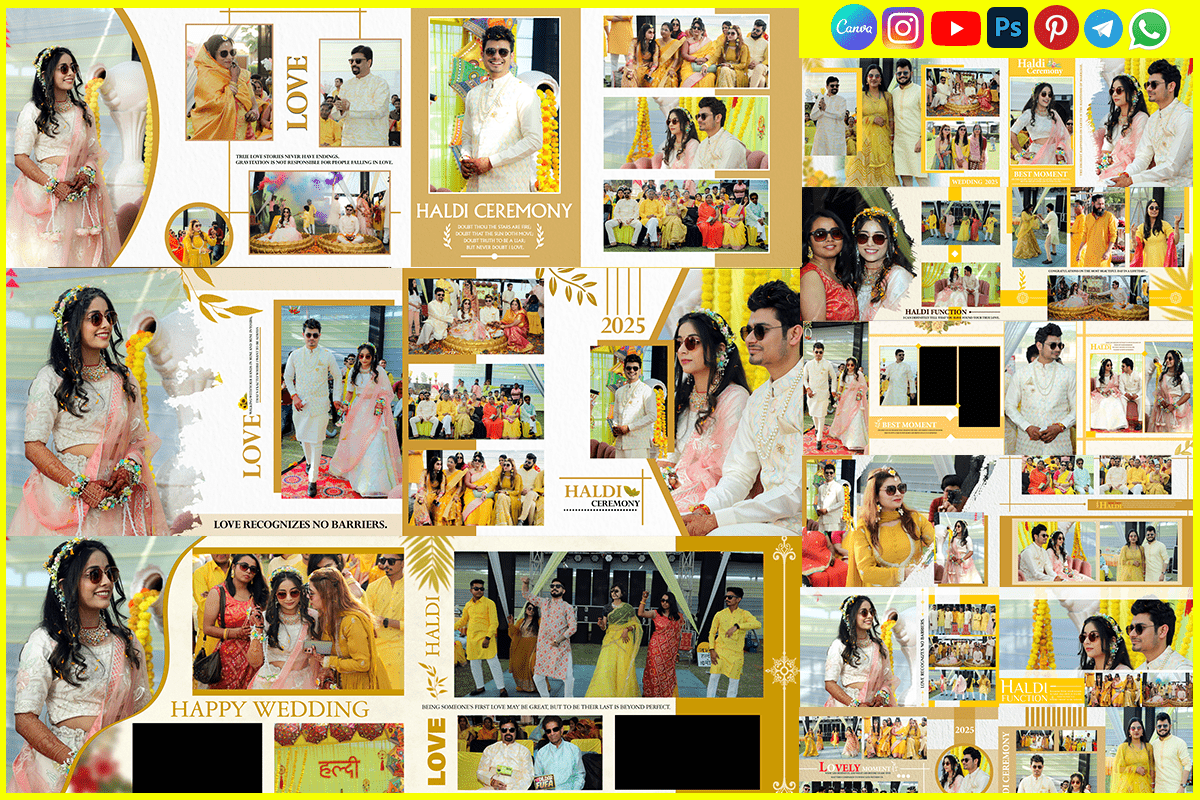 Bride Haldi Ceremony 12x36 PSD Templates for Wedding Album