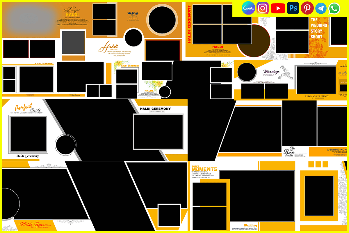 Traditional Haldi Ceremony PSD Album Layouts Free
