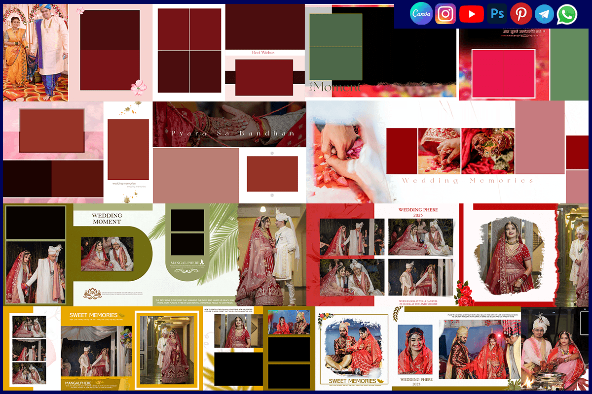 12x36 Mangal Phere Wedding Album Design PSD Templates Free Download