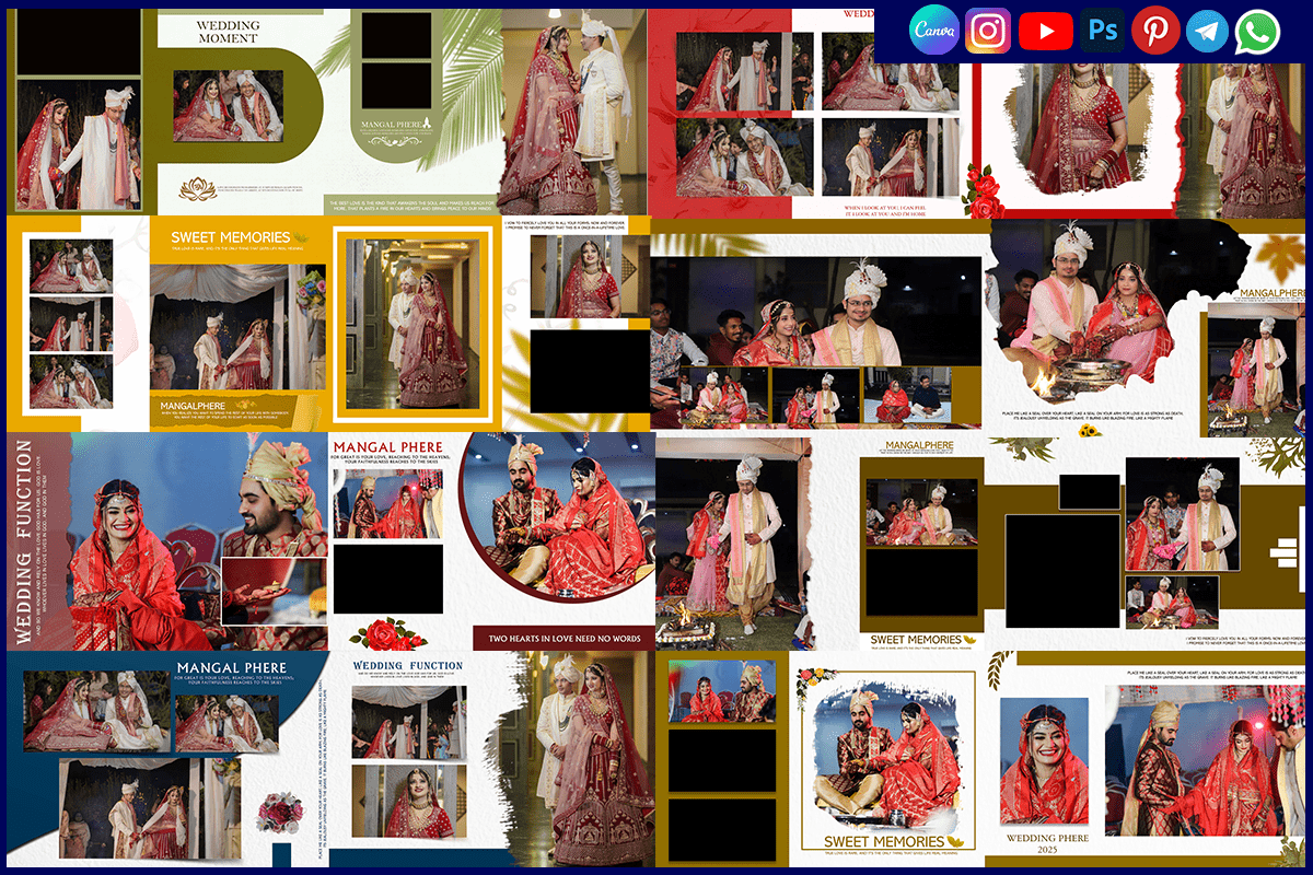 Saat Phere Wedding Album Design 12x36 PSD Templates Free Download