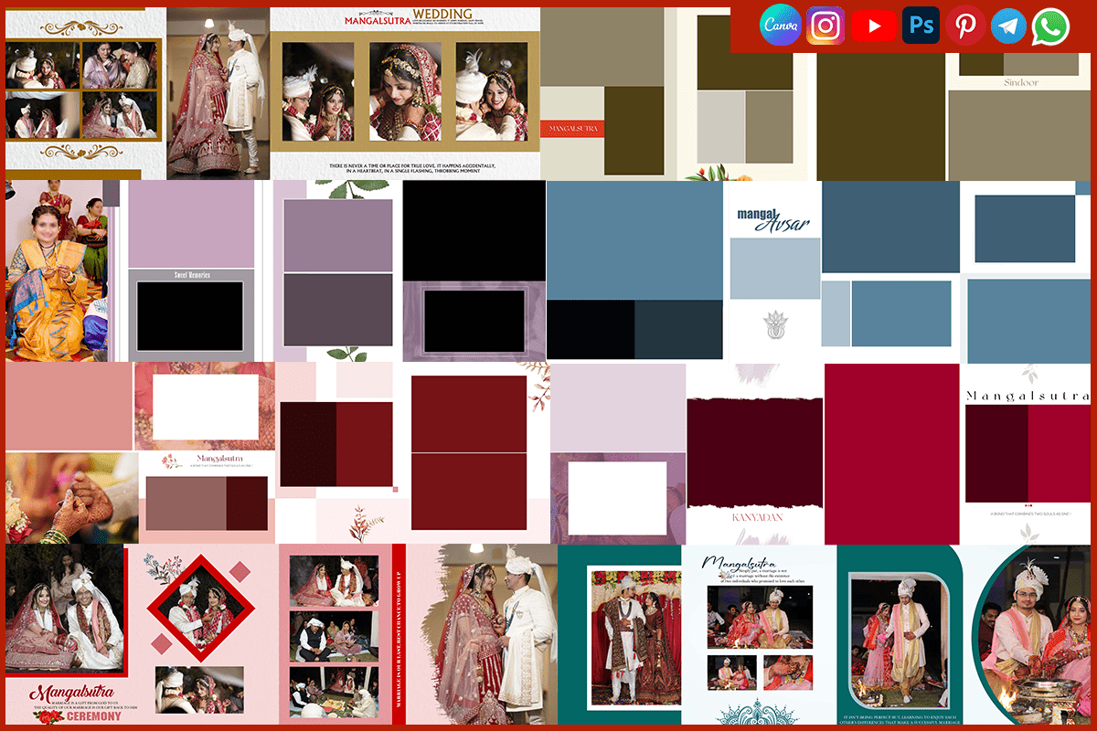 300 DPI High Resolution Mangalsutra Album PSD Templates – Easy to Customize