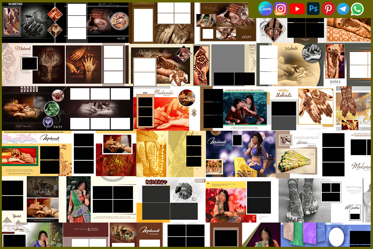 12x36 Mehndi Album Design Free Download – Create Stunning Wedding Memories with Editable PSD Templates