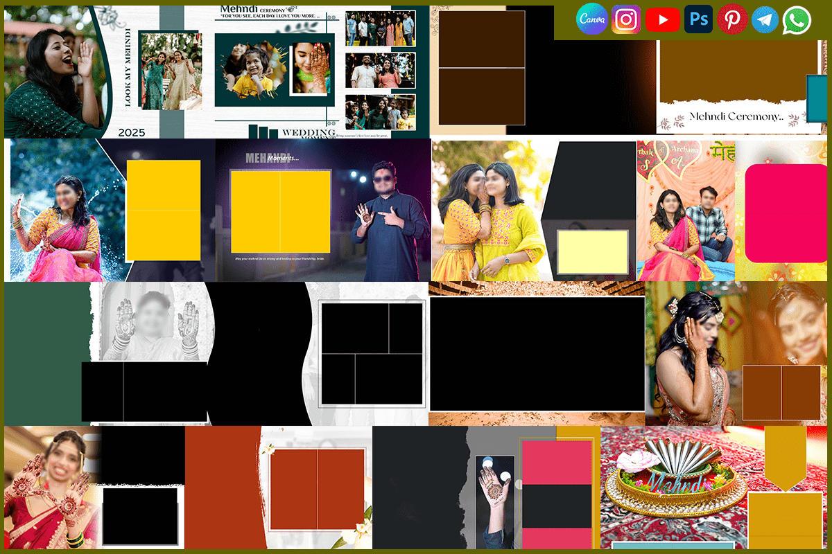 2025 Trending Mehndi Album PSD Templates Free Download