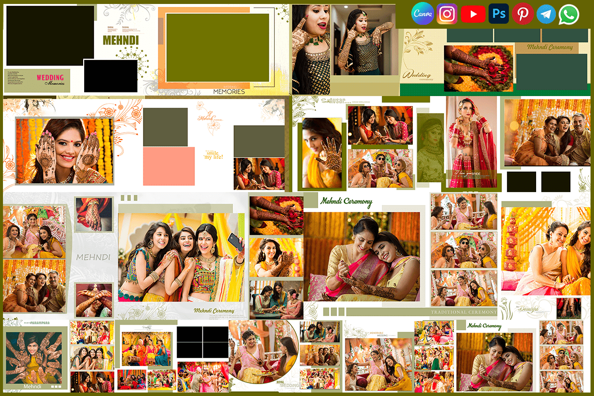 12x36 Mehndi Album Design PSD – Traditional & Modern Styles