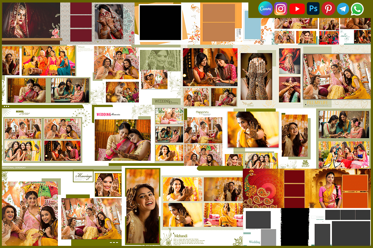 Free Mehndi Album Design PSD Templates – 12x36 High-Quality Layouts