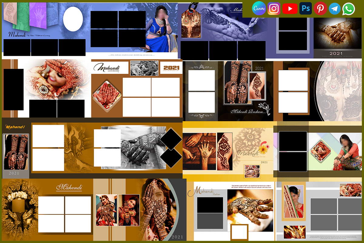 12x36 Mehndi Album Design PSD – Creative Wedding Templates