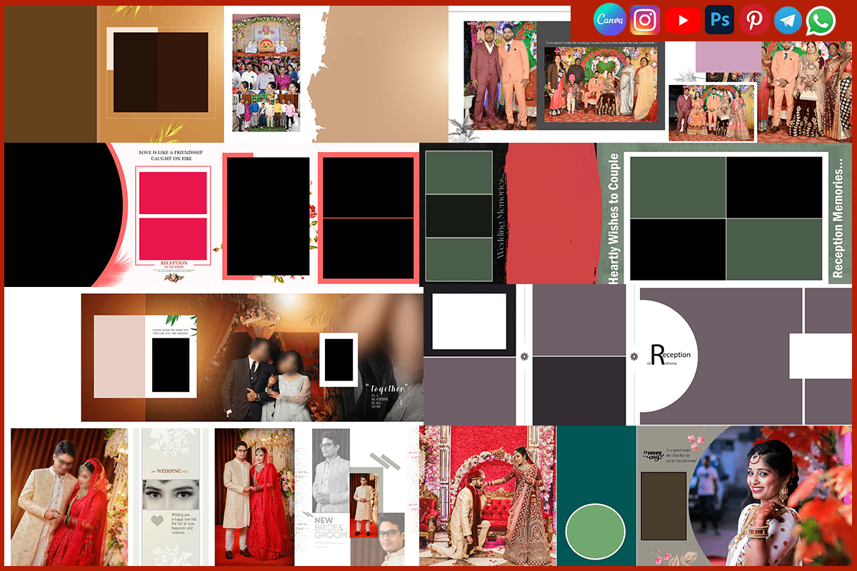 Reception Wedding Album PSD 12x36 Templates Download