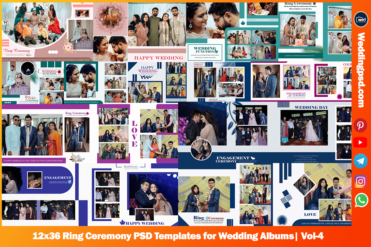 12x36 Ring Ceremony PSD Templates for Wedding Albums