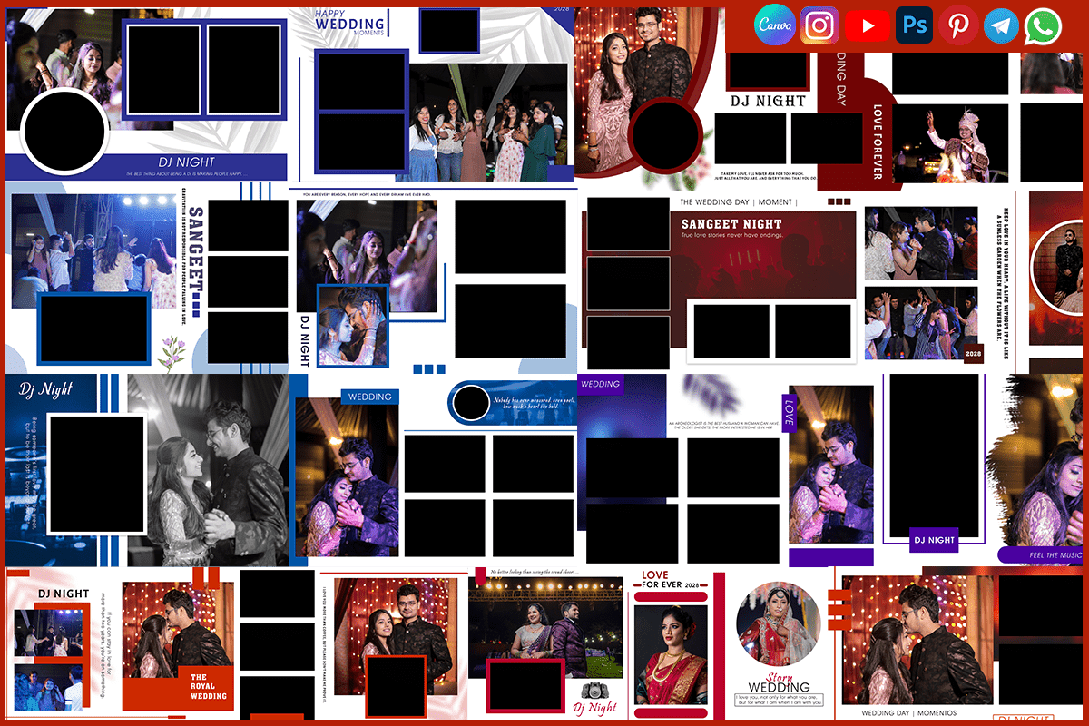 12x36 Sangeet Album PSD Templates – Download Wedding Dance Album Designs