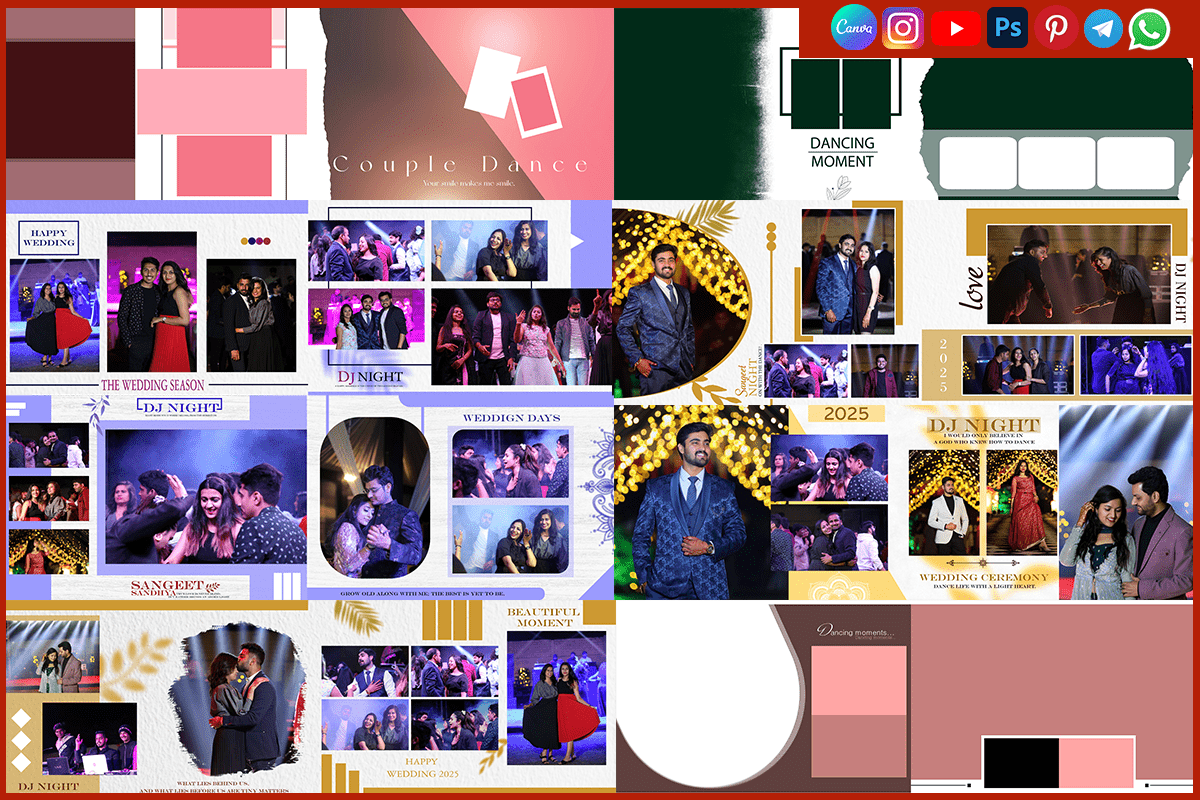 Traditional Sangeet Album 12x36 PSD Templates Download