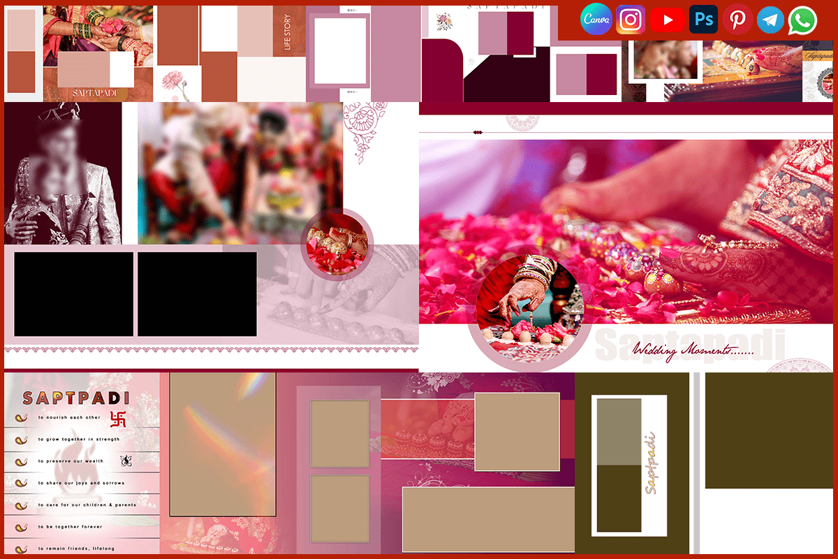 Saptapadi Wedding Album Design PSD Download – Capture the Sacred 7 Steps Forever