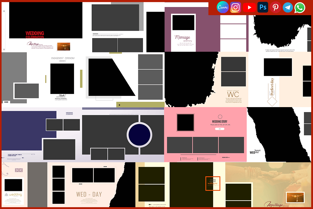 12x36 Wedding Vidhi Pithi Album Design PSD Templates Free Download