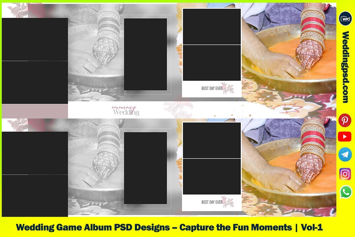 Capture the Fun & Laughter with Wedding Game Album PSD Templates