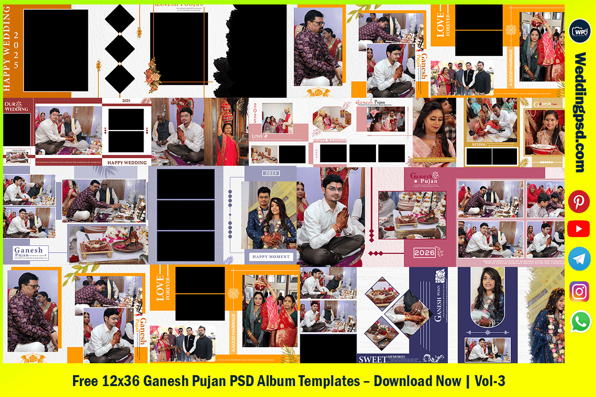 Free 12x36 Ganesh Pujan PSD Album Templates - Download Now