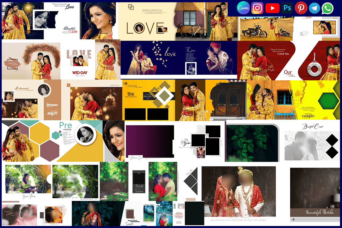 Beautiful Couple Wedding Album 12x36 Design PSD Free Download