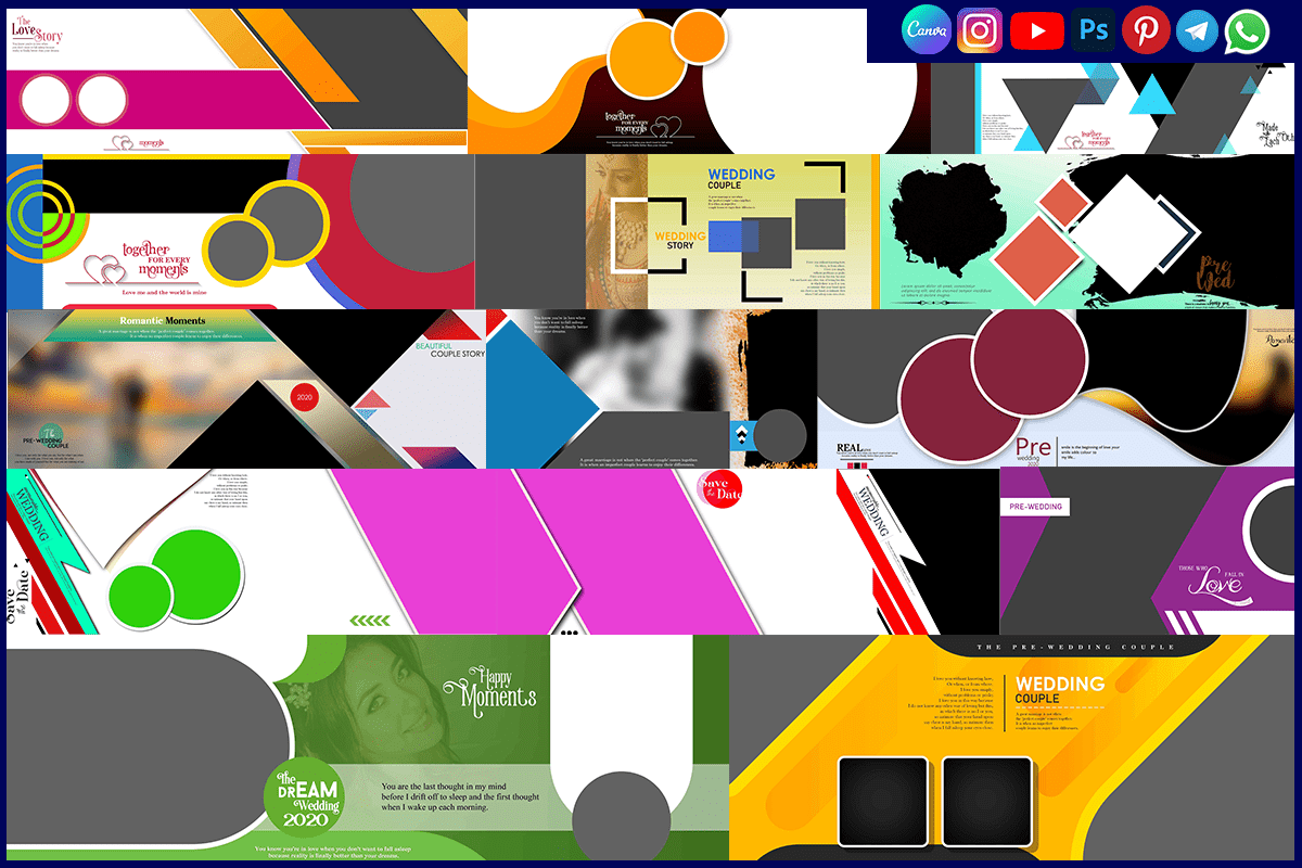 12x36 Pre Wedding Story Photobook Album PSD Templates Download