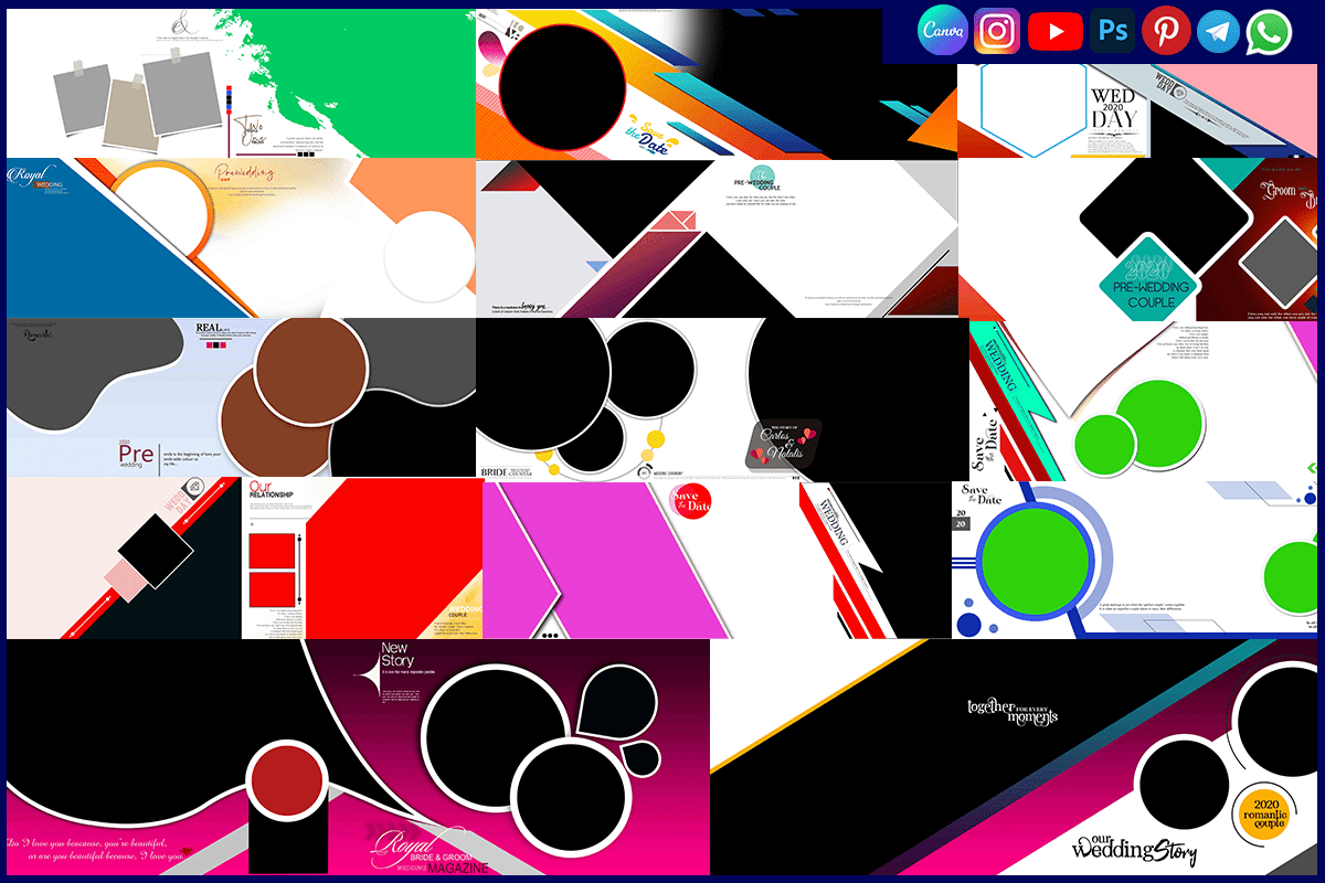 12x36 Royal Pre Wedding Couple Album PSD Templates Free Download