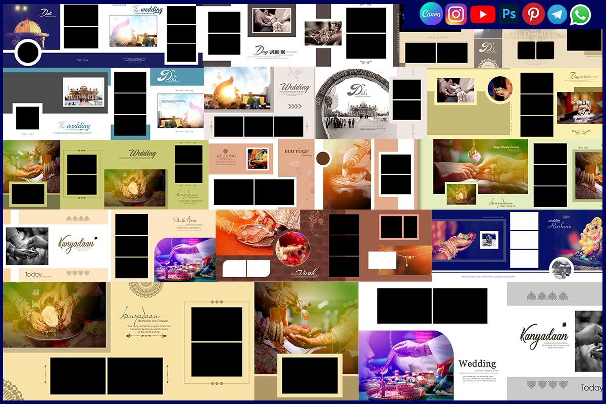 Kanyadaan and Doli Wedding Album 12x36 PSD Templates Download