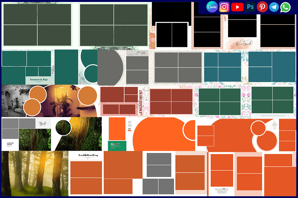 12x36 Floral Wedding Album Design PSD Sheet Free Download